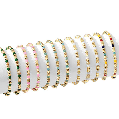 Set/12 4mm Bead & Crystal Stretch Bracelets