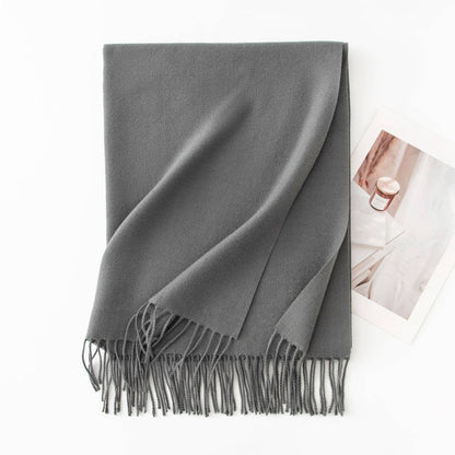 Minimalist Solid Color Tassel Scarf 6W6NSW306