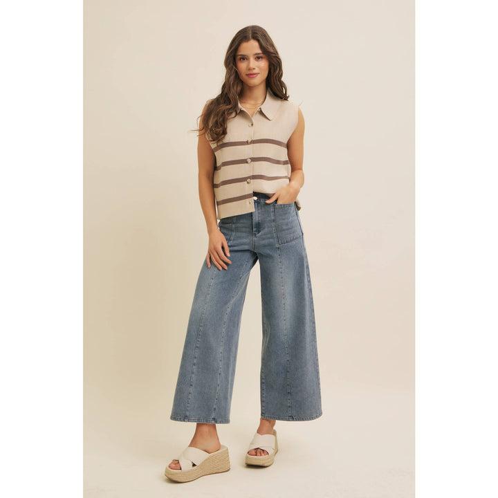 Soft Viscose Rib  Button-Down Sweater Vest