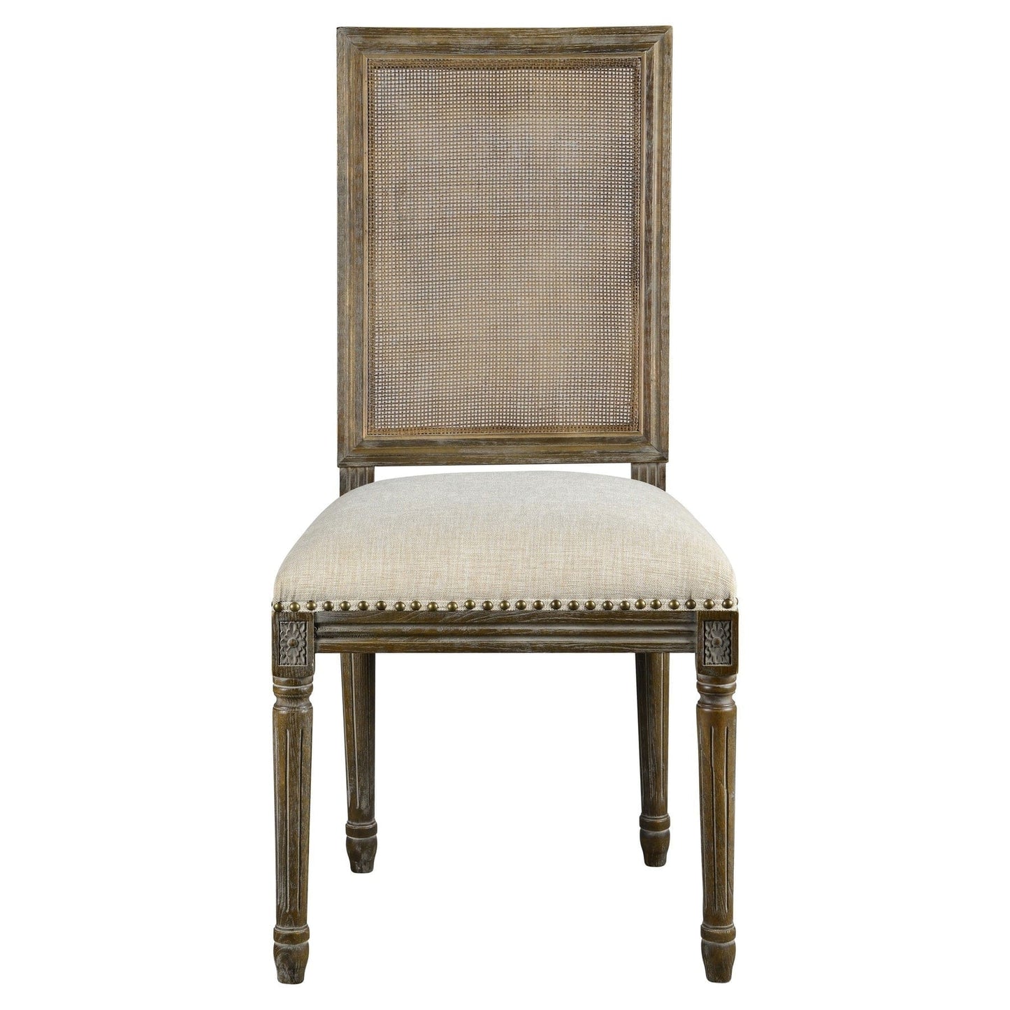 Square Maxwell Side Chair with Cane - French Linen