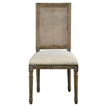 Square Maxwell Side Chair with Cane - French Linen