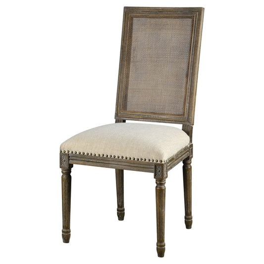 Square Maxwell Side Chair with Cane - French Linen