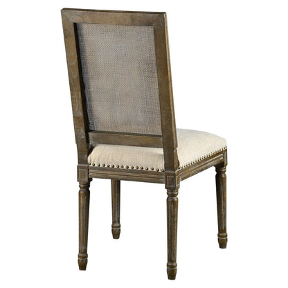 Square Maxwell Side Chair with Cane - French Linen