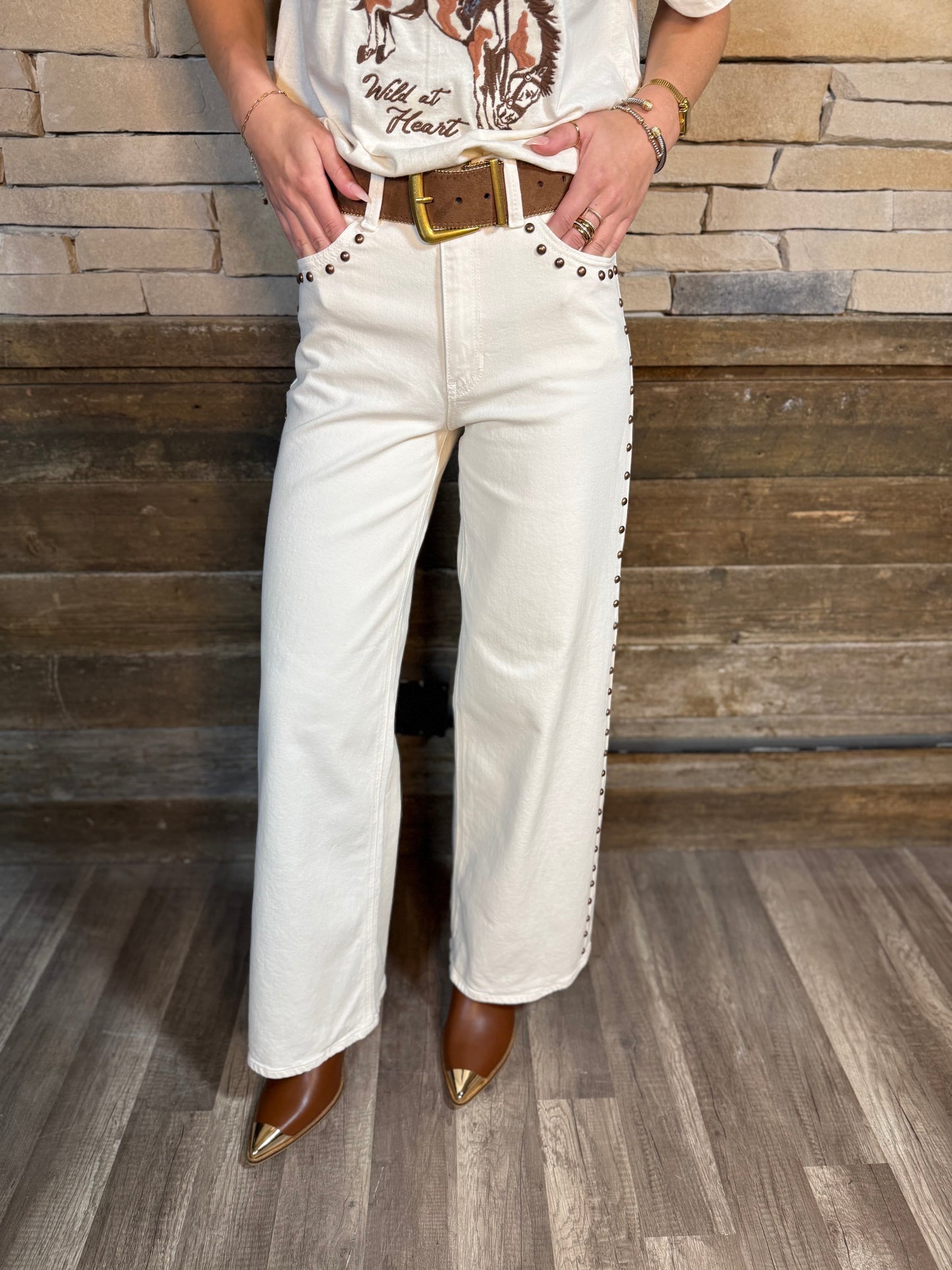 Studded HR Palazzo Jeans