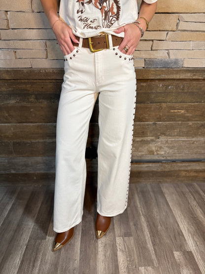 Studded HR Palazzo Jeans