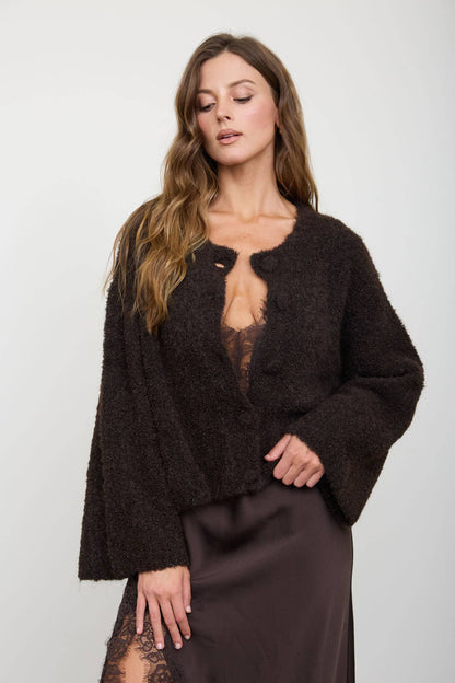 Fuzz Button Down Sweater