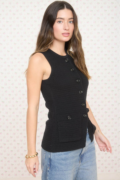 Sleeveless Button Down Vest