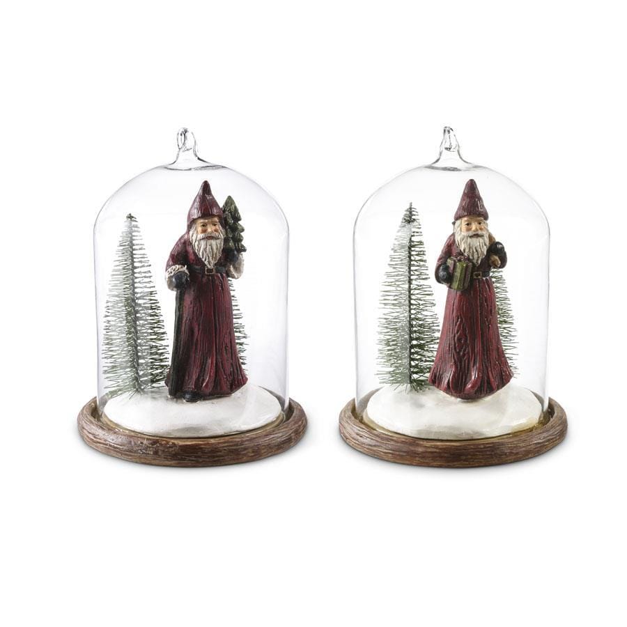 5.25 Inch Glass Cloche Resin Santa Ornament