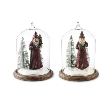 5.25 Inch Glass Cloche Resin Santa Ornament