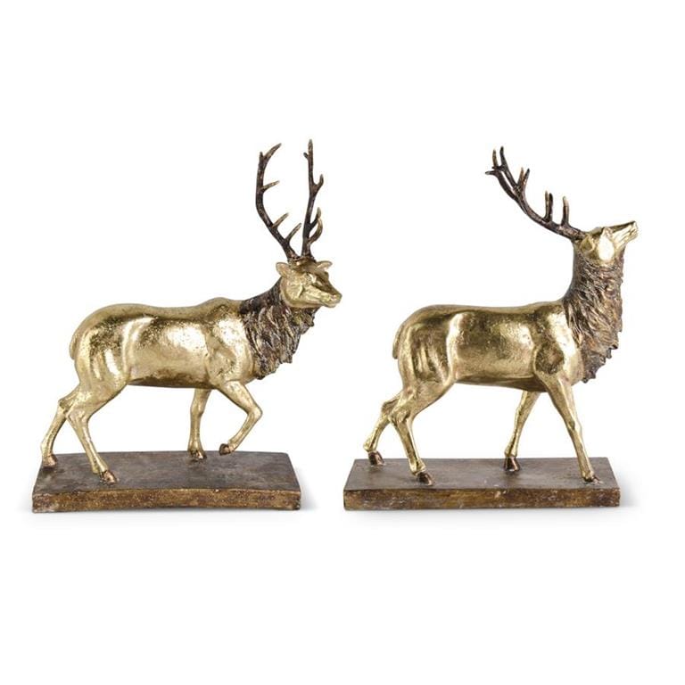 Standing Resin Elk w/Antiqued Gold Finish (2 Styles)