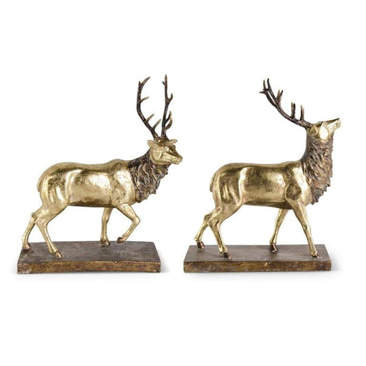 Standing Resin Elk w/Antiqued Gold Finish (2 Styles)