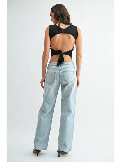Low Rise Studded Baggy Jean