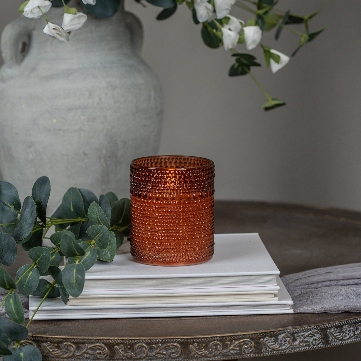 4" Sienna Dotted Glass 3D Flame Candle