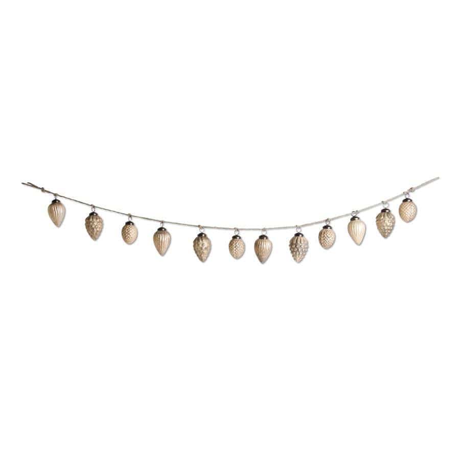 48 Inch Light Brown Mercury Glass Acorn Ornament and Twine Garland