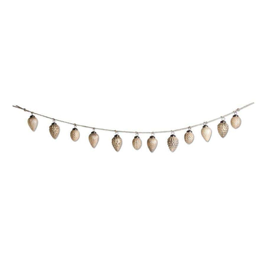 48 Inch Light Brown Mercury Glass Acorn Ornament and Twine Garland
