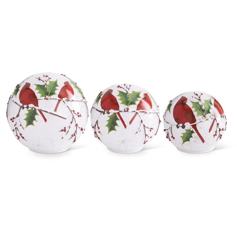 LED Cardinals and Holly Tabletop Globes w/Timers