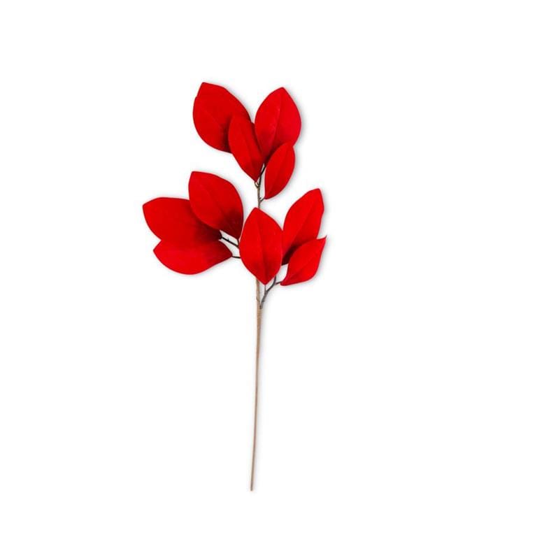 33" Red Velvet Magnolia Leaf Spray
