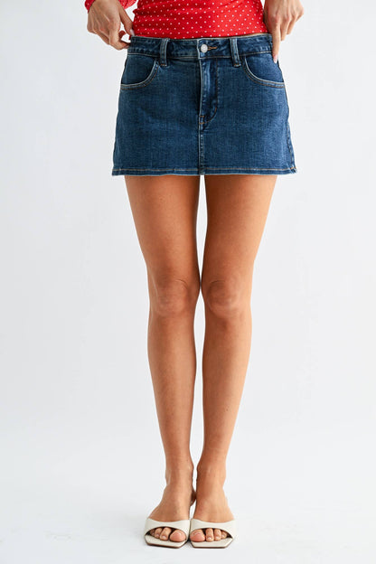 Classic Denim Skort - DARK DENIM - JT001