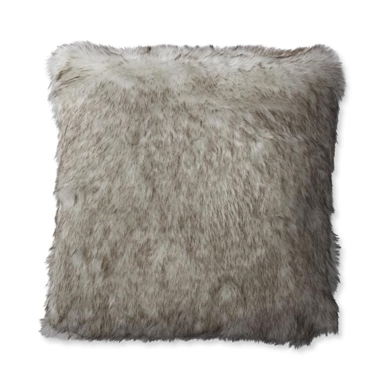23 Inch Cream & Brown Vegan Fur Pillow