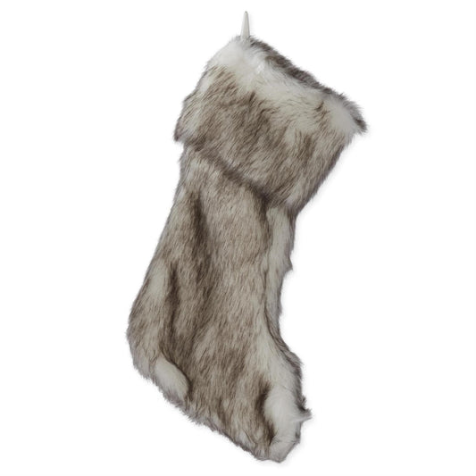 22 Inch Cream & Brown Vegan Fur Stocking