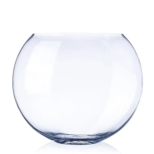 Large clear glass bubble ball bowl vase, 14 inch diameter, round shape