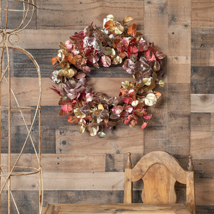 Ombre Leaf Wreath - Brown And Gold - 23 Inch