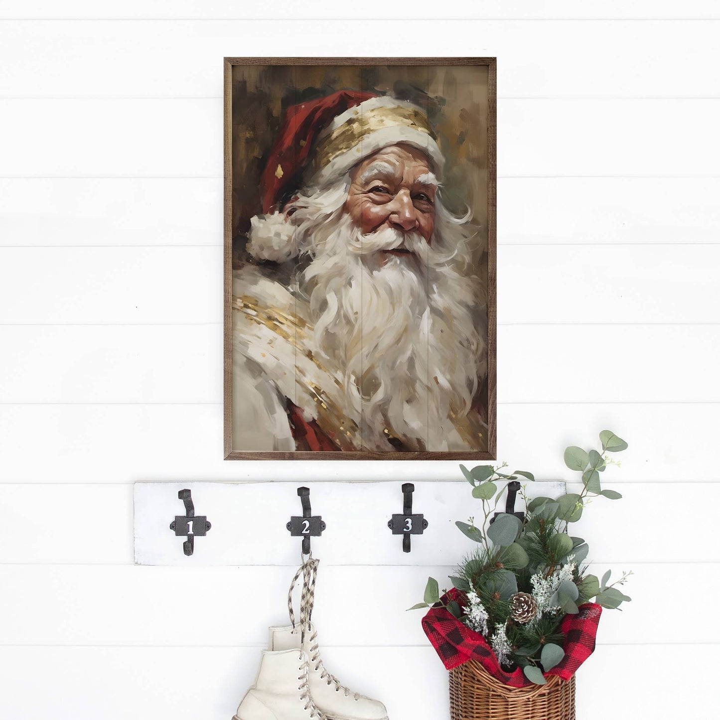Santa In Red With Gold Art Print