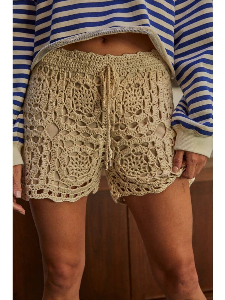 Cream Knitted Shorts