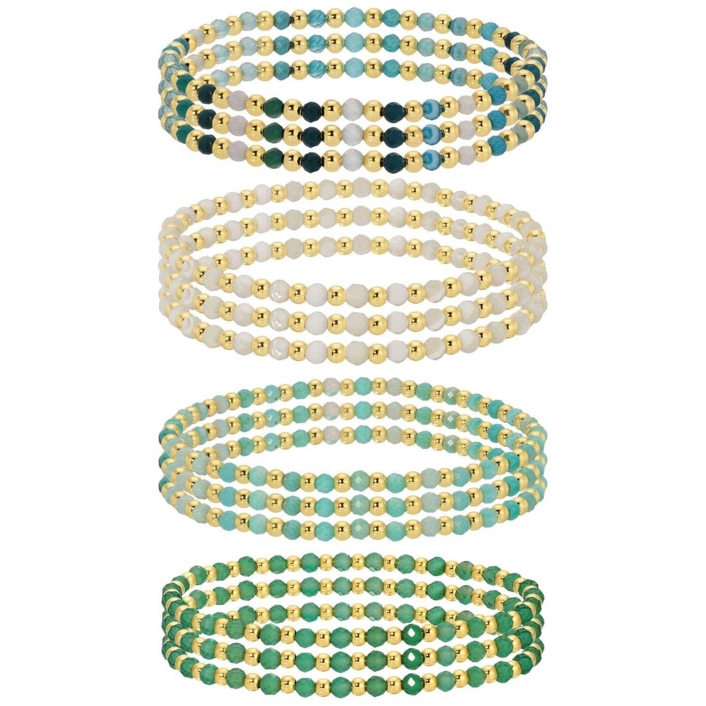 3mm Asst Beaded Bracelets Alternating Stones