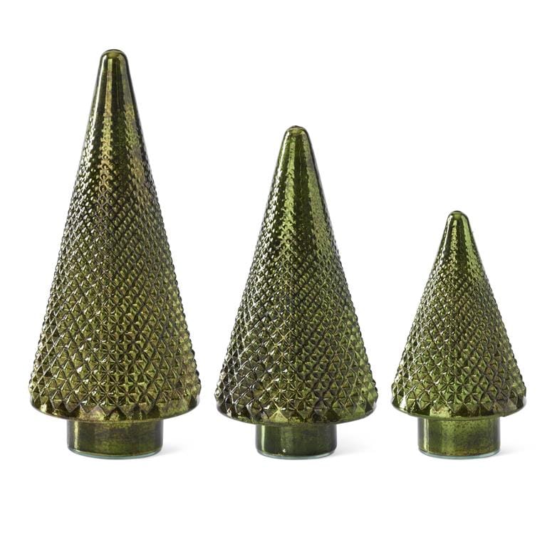 Green Mercury Glass Hobnail Christmas Tree, 3 Sizes