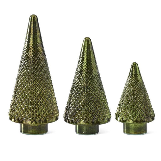 Green Mercury Glass Hobnail Christmas Tree, 3 Sizes