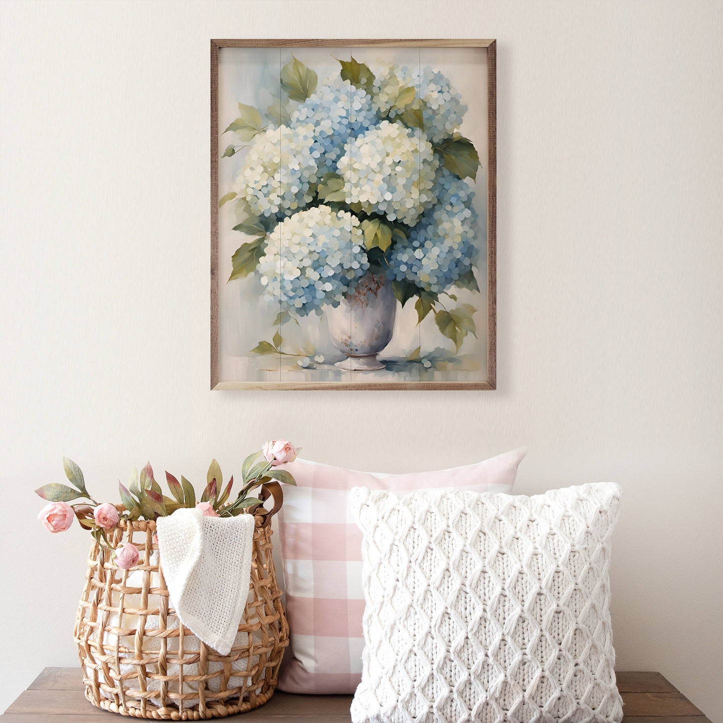 Hydrangeas In White Vase