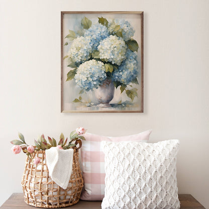 Hydrangeas In White Vase