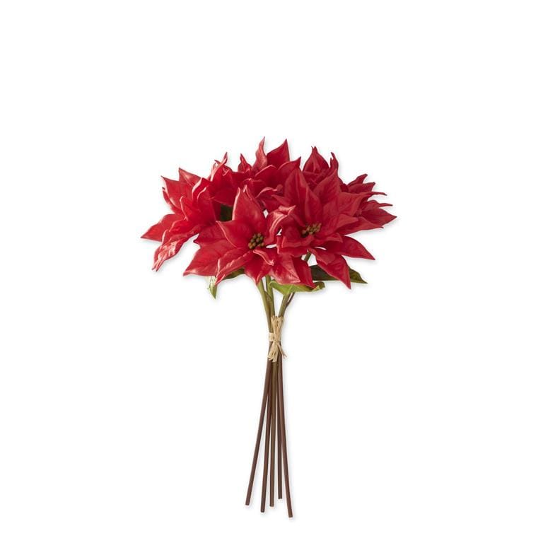 18 Inch Real Touch Red Poinsettia Stem Bundle