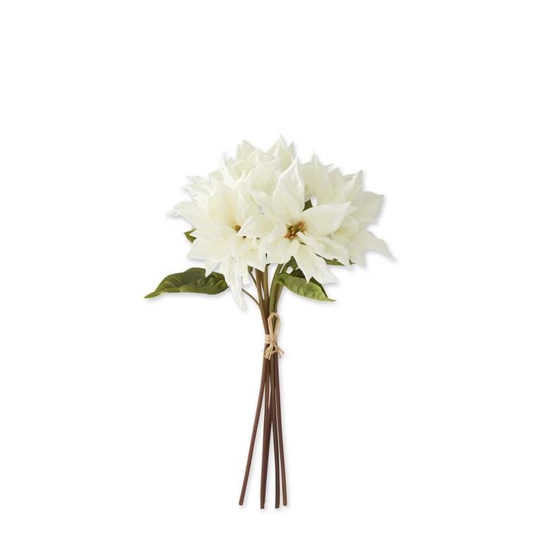 18 Inch Real Touch White Poinsettia Stem Bundle