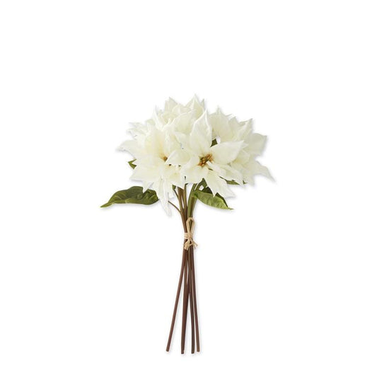 18 Inch Real Touch White Poinsettia Stem Bundle