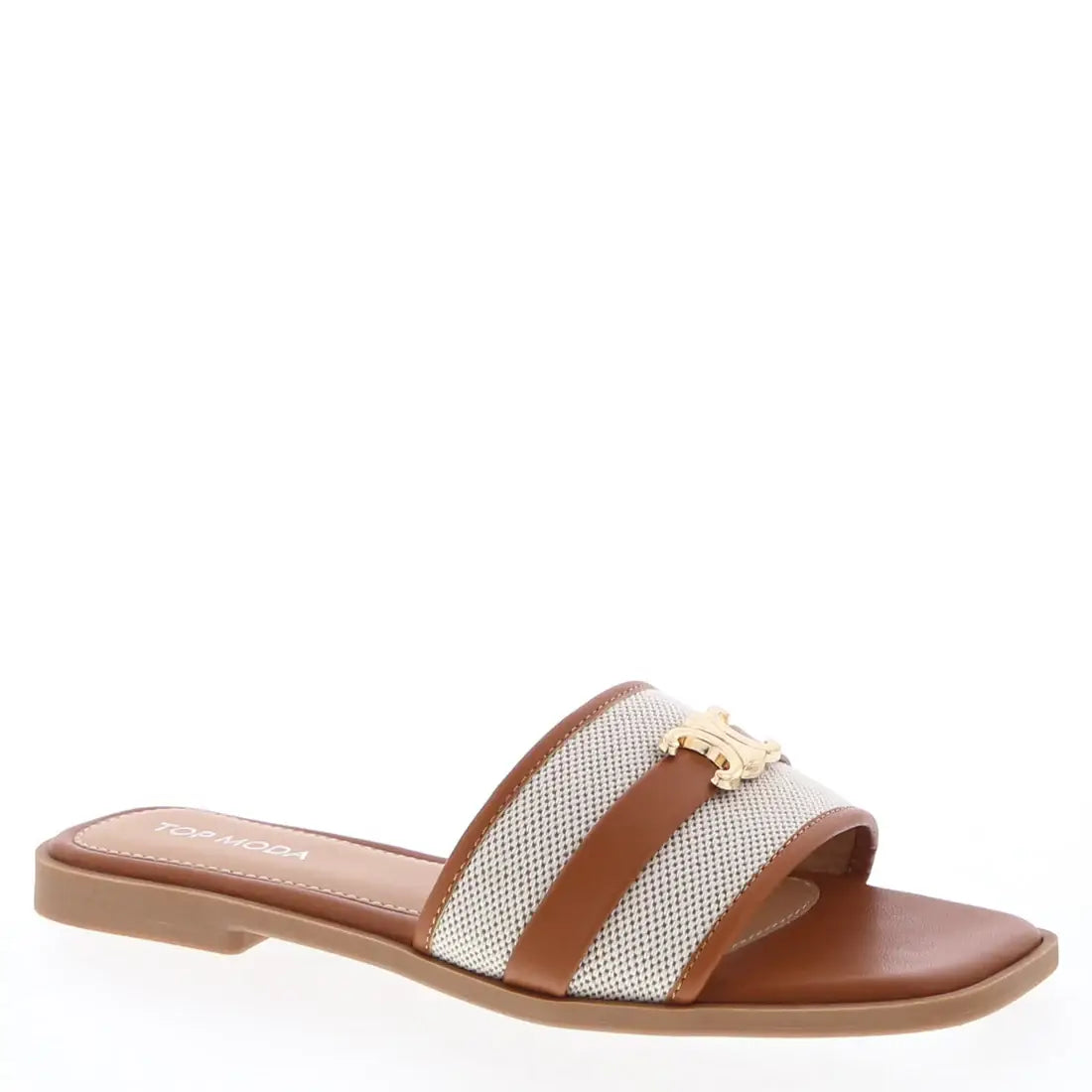 Ladies Metal Emblem Sandals