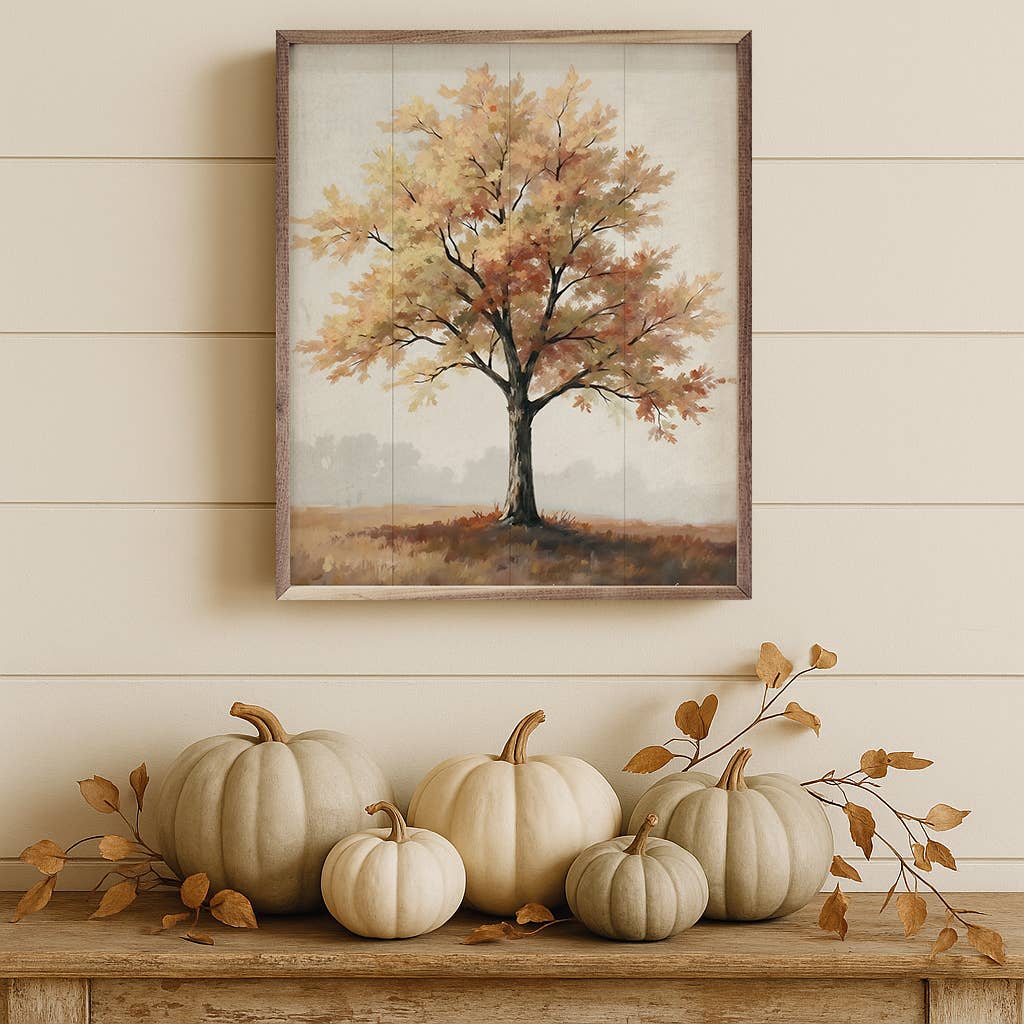 Autumn Tree On Hill Wall Decor Print