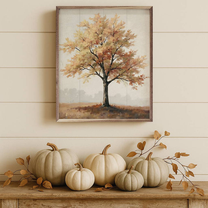 Autumn Tree On Hill Wall Decor Print