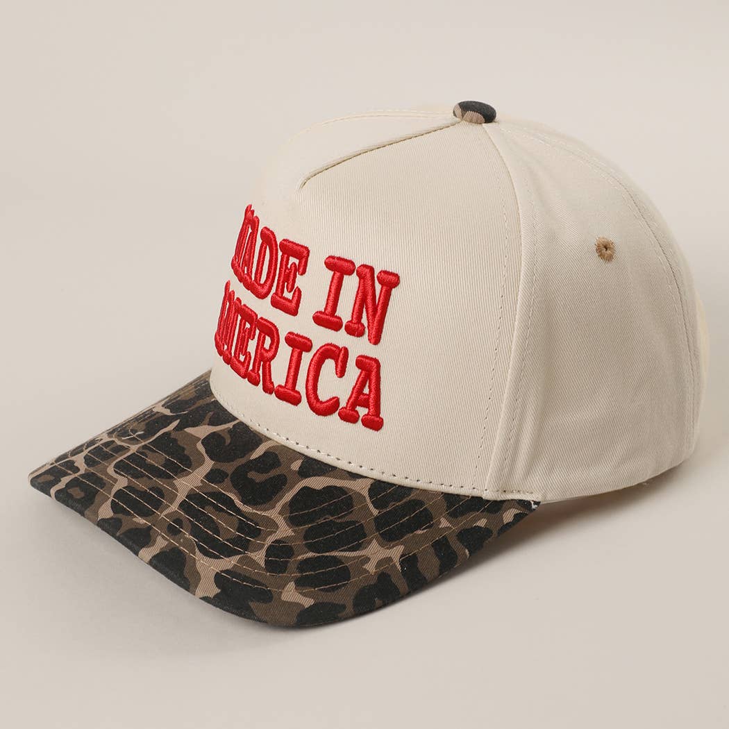 MADE IN AMERICA 3D Embroidered Two-Tone Leopard Brim Trucker