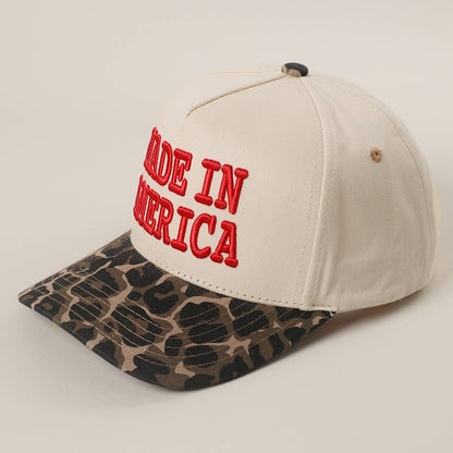 MADE IN AMERICA 3D Embroidered Two-Tone Leopard Brim Trucker