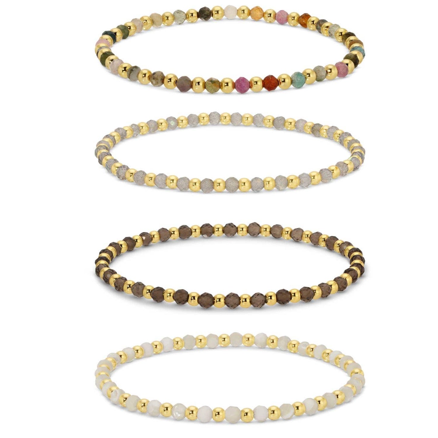 3mm Asst Beaded Bracelets Alternating Stones