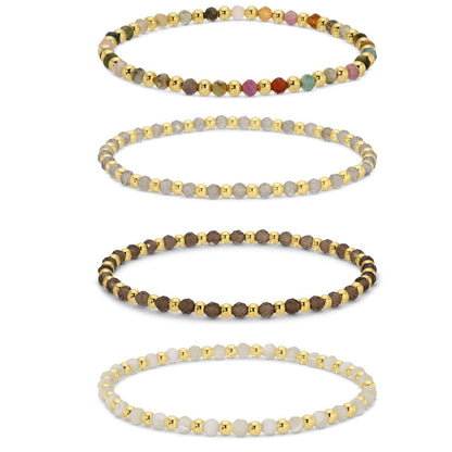 3mm Asst Beaded Bracelets Alternating Stones
