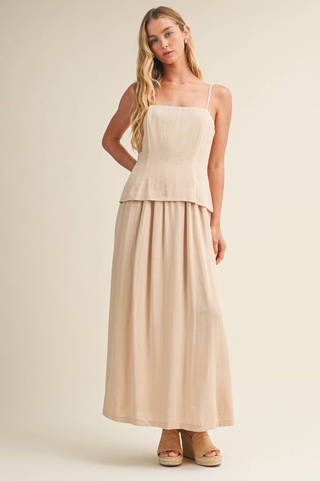 Architectural Tiered Bodice Maxi Dress