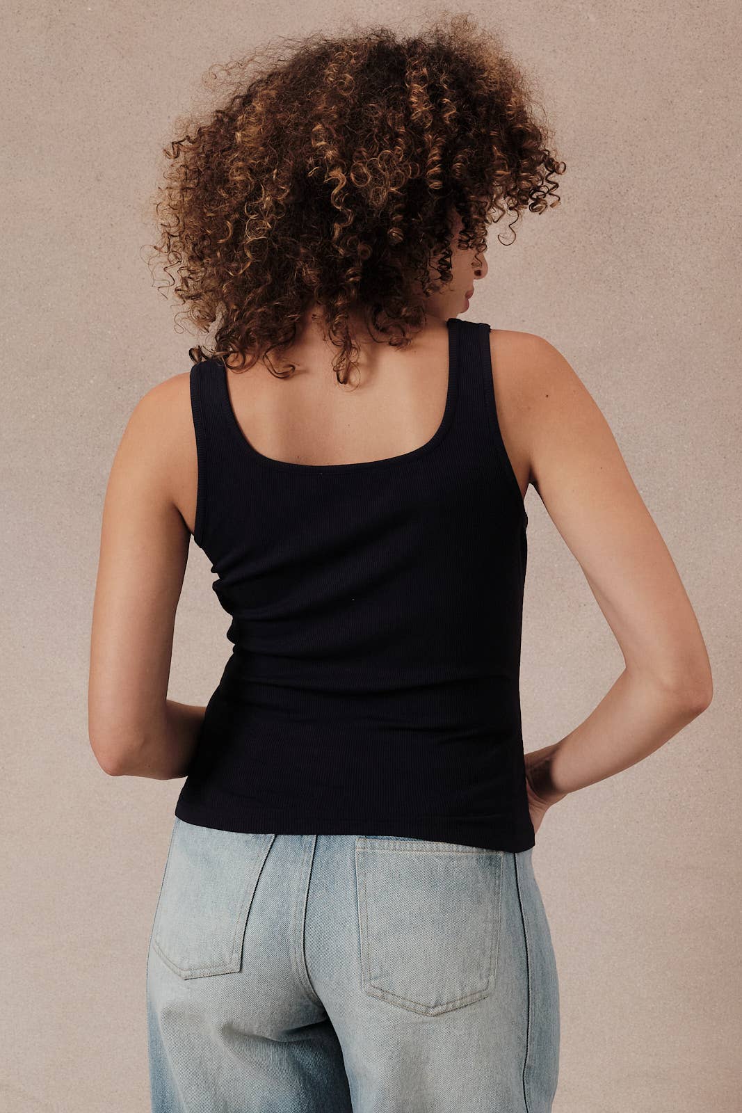 U- Neck Eyelet Ribbed Tank Top