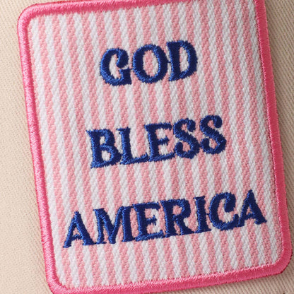 **Pre-Order**  GOD BLESS AMERICA Embroidered Patch Gingham Trucker Hat