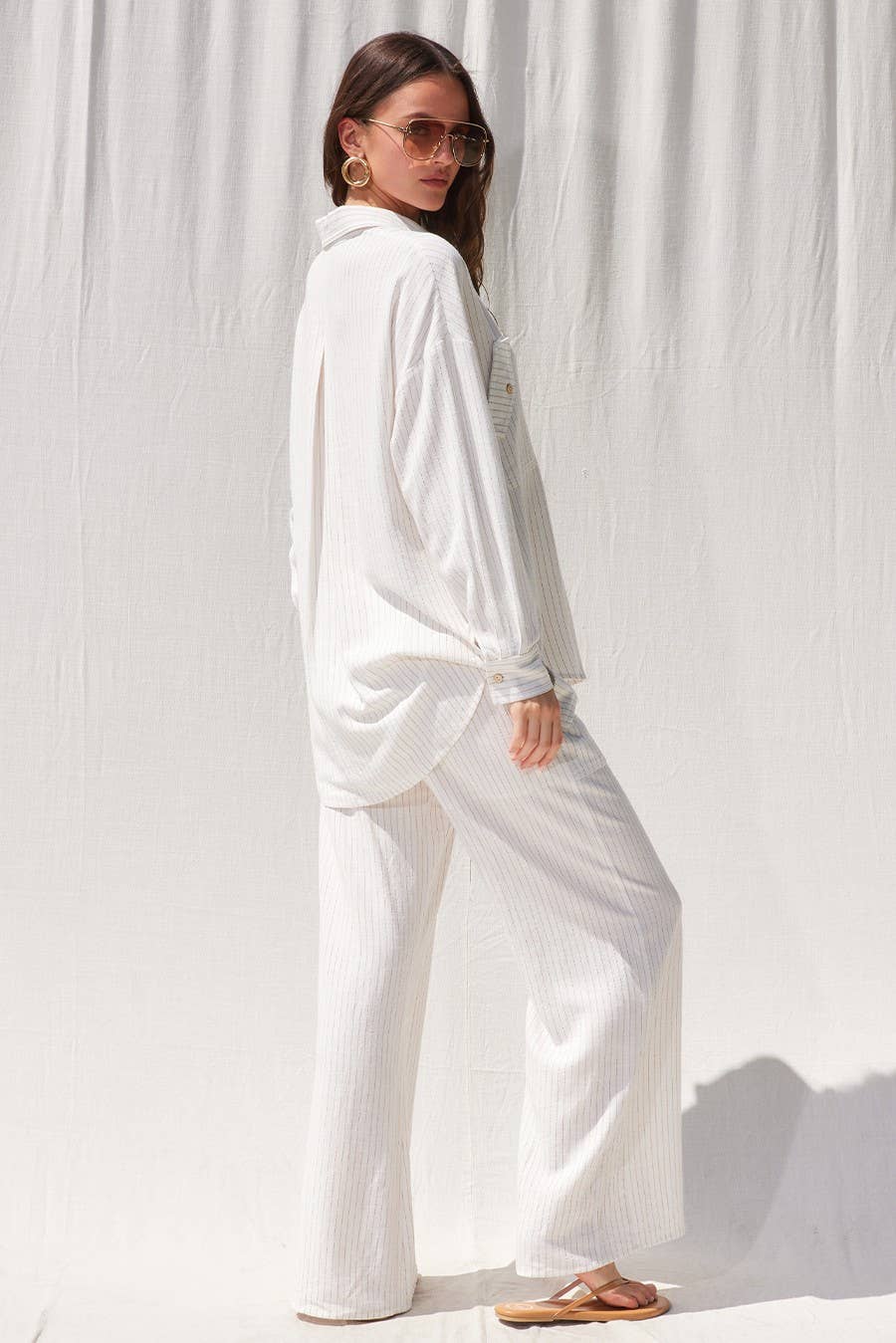 Stripe Linen Shirt Top