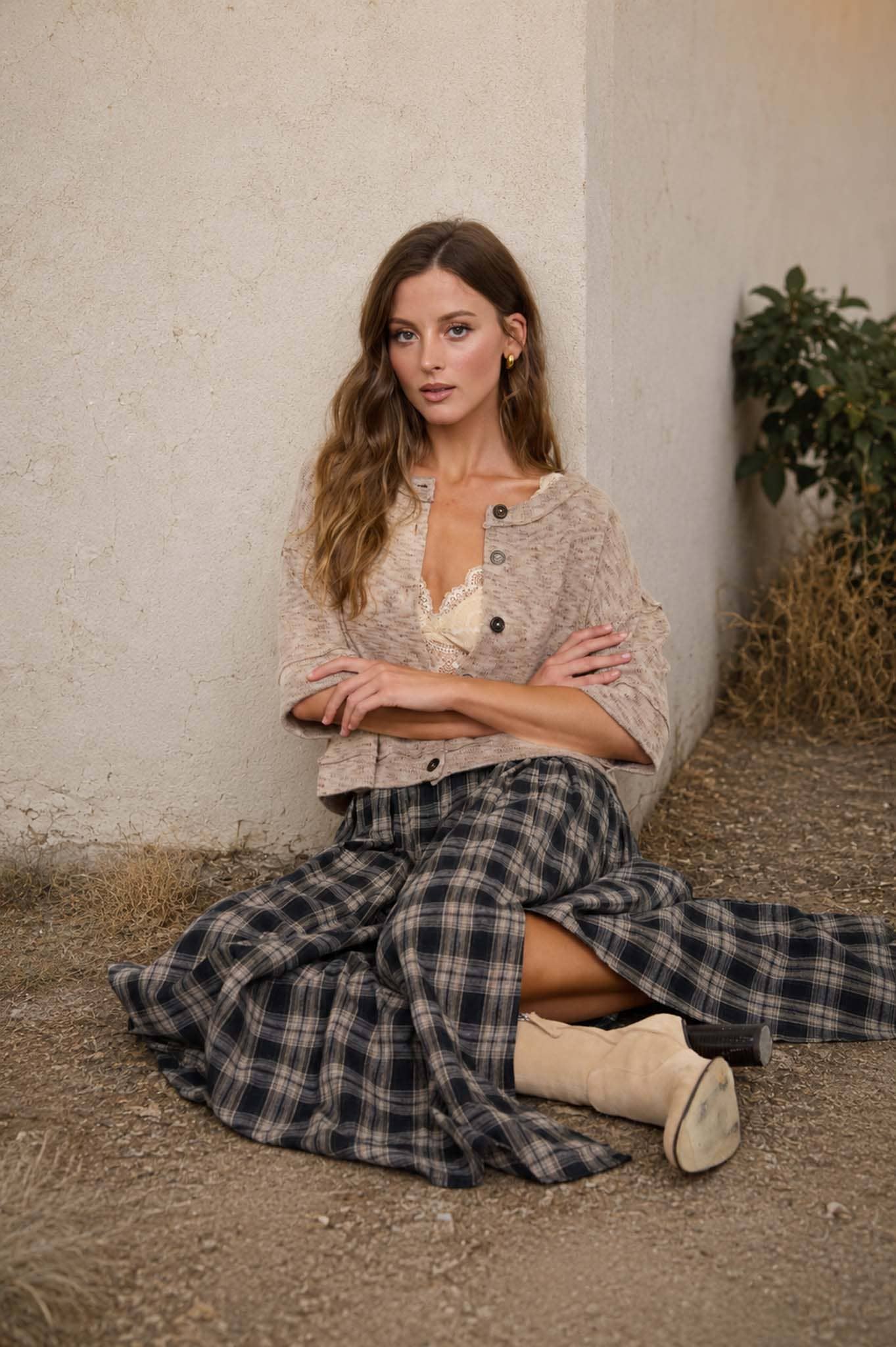 MARLED BUTTON DOWN SHORT SLEEVE RAW EDGE KNIT TOP