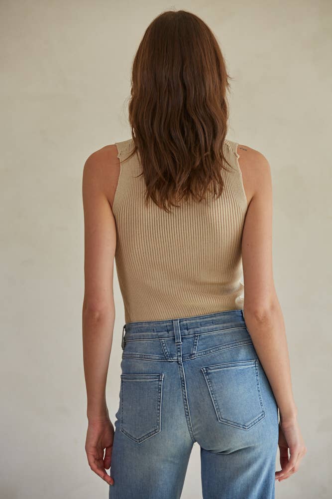 Ribbed Mock Neck Top