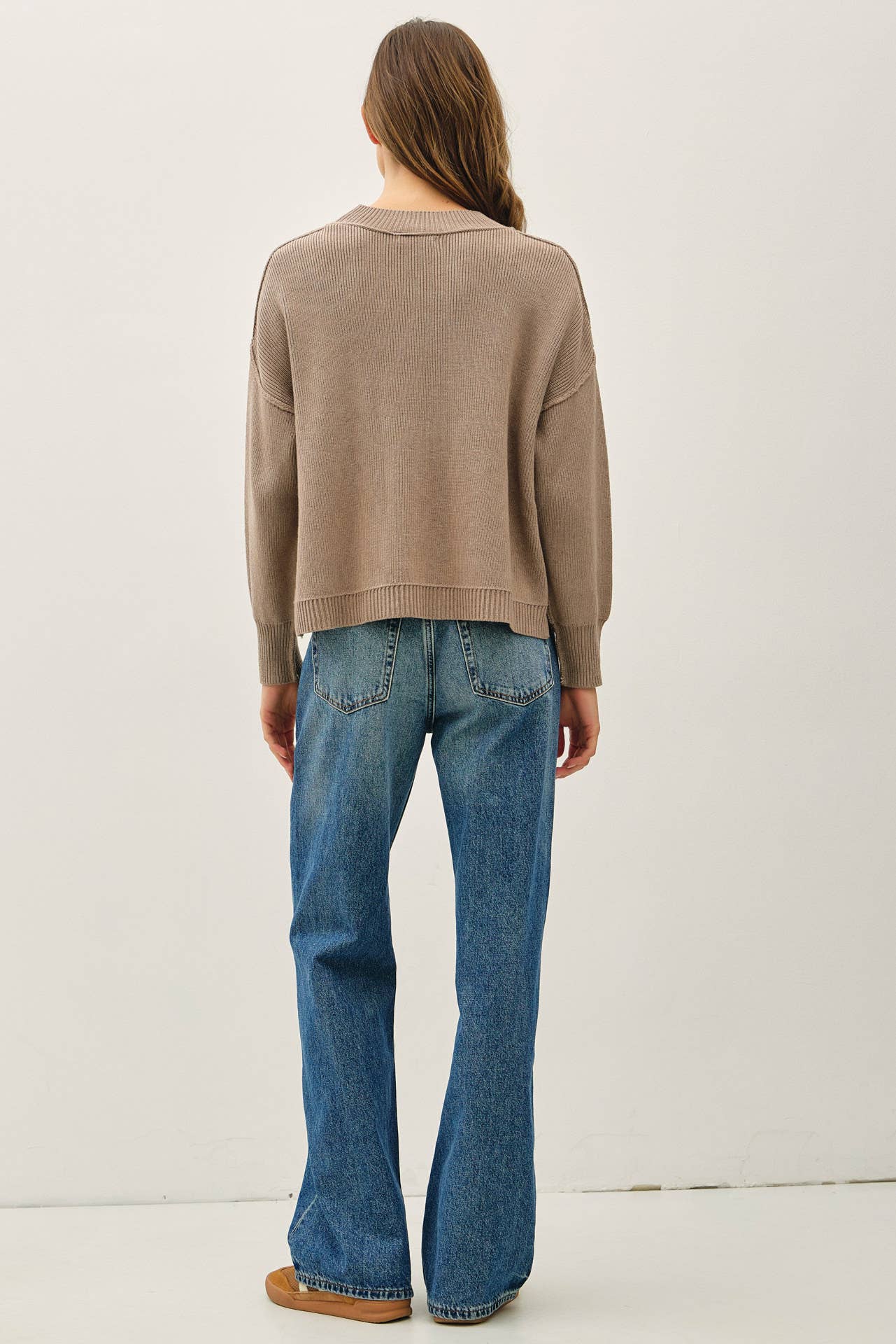 Ribbed Raw Seam Knit Sweater